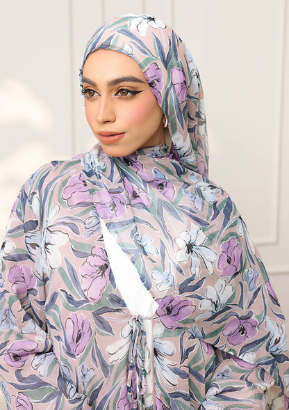 Tie Front Abaya & Shawl Set - Eden Garden