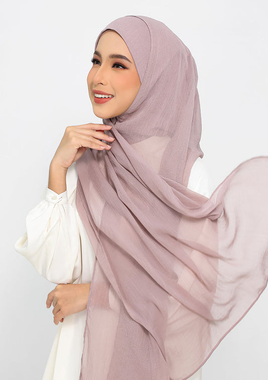 Mauve Gray - Plain Crinkled Chiffon