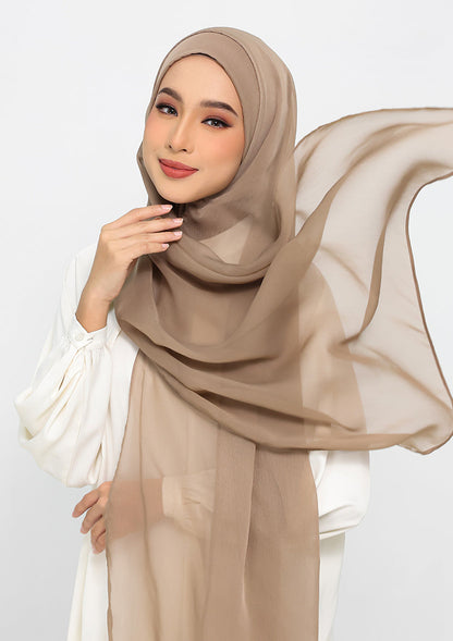 Neutral Beige - Plain Crinkled Chiffon
