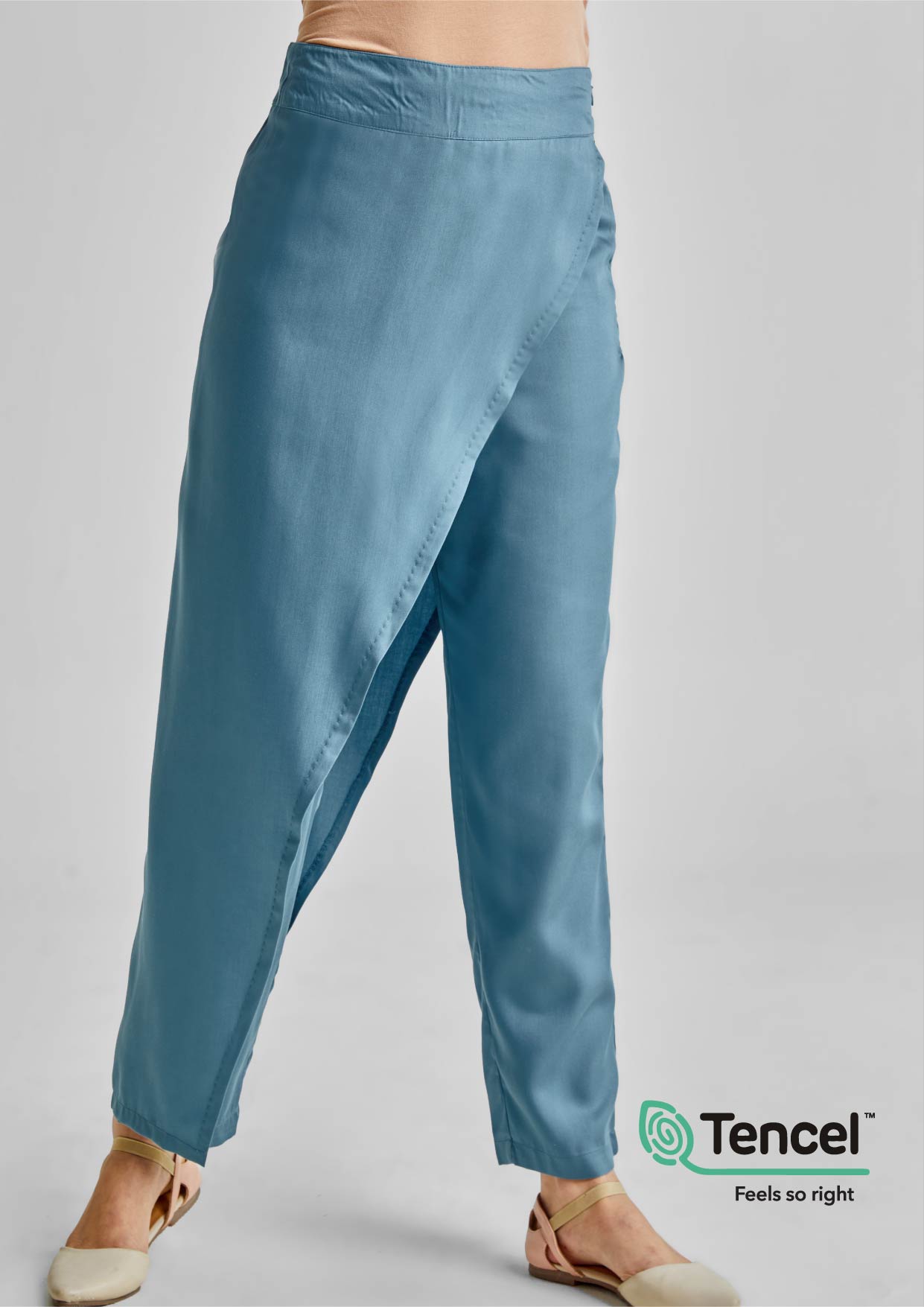 Overlapping Wide-Leg Pants in Tencel™