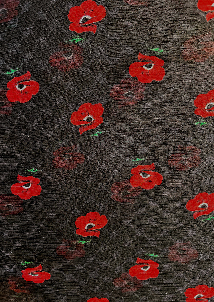 Black Poppy of Palestine - Instant Hijab With Inner