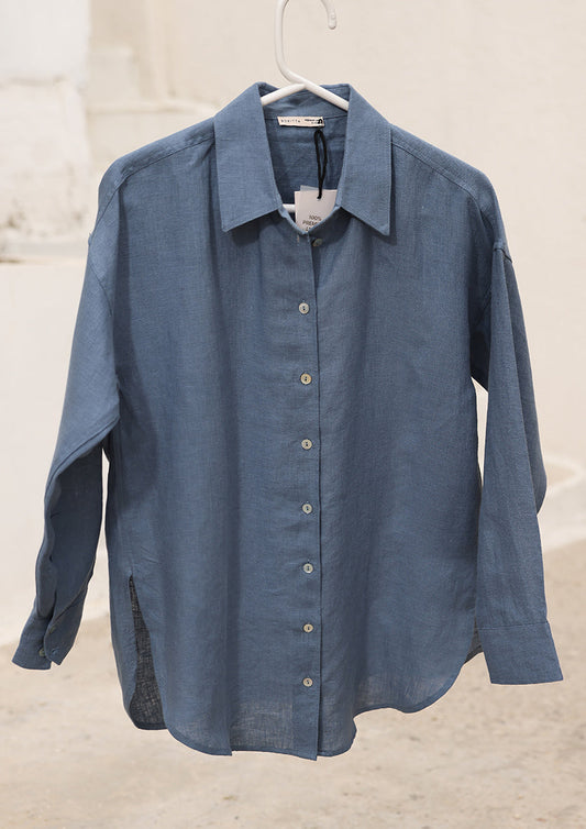 100% Italian Linen Shirt - Blue