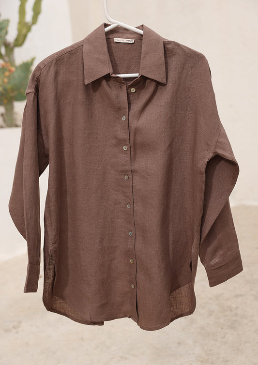 100% Italian Linen Shirt - Taupe