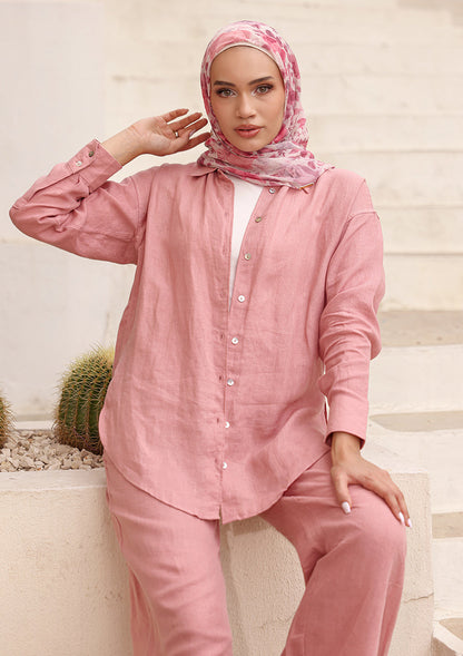 100% Italian Linen Co-ord Set - Pink