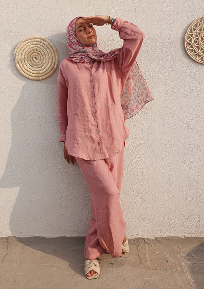 100% Italian Linen Co-ord Set - Pink