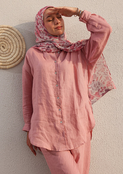 100% Italian Linen Shirt - Pink