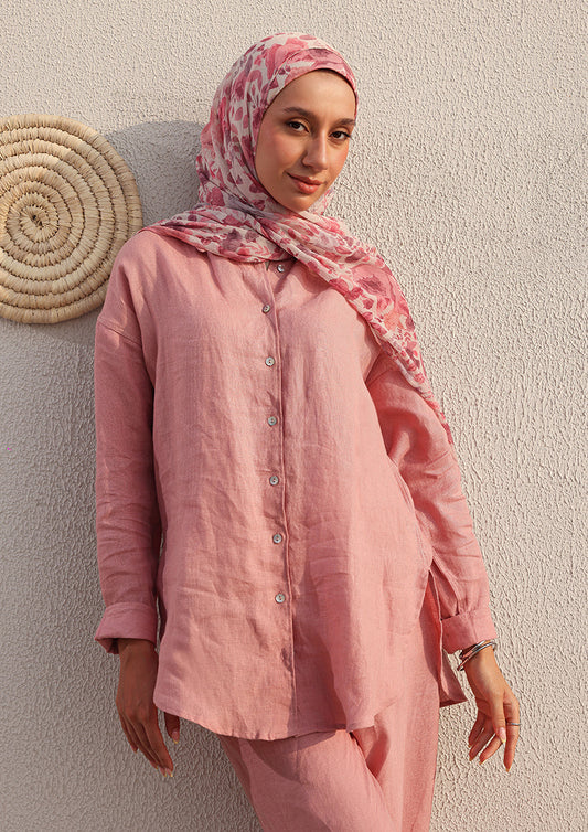 100% Italian Linen Co-ord Set - Pink