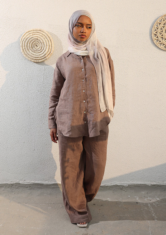 100% Italian Linen Co-ord Set - Taupe