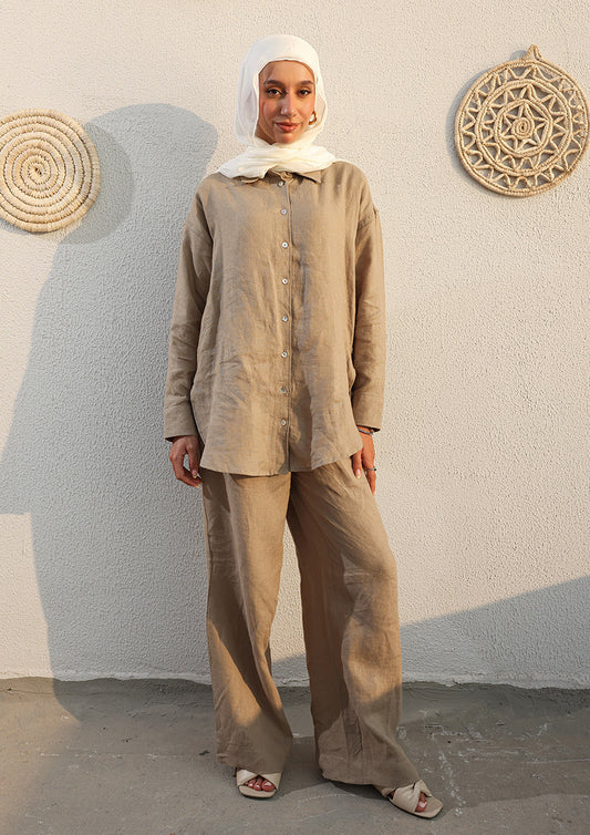 100% Italian Linen Co-ord Set - Olive