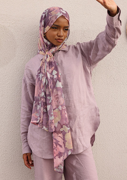 100% Italian Linen Shirt - Lilac