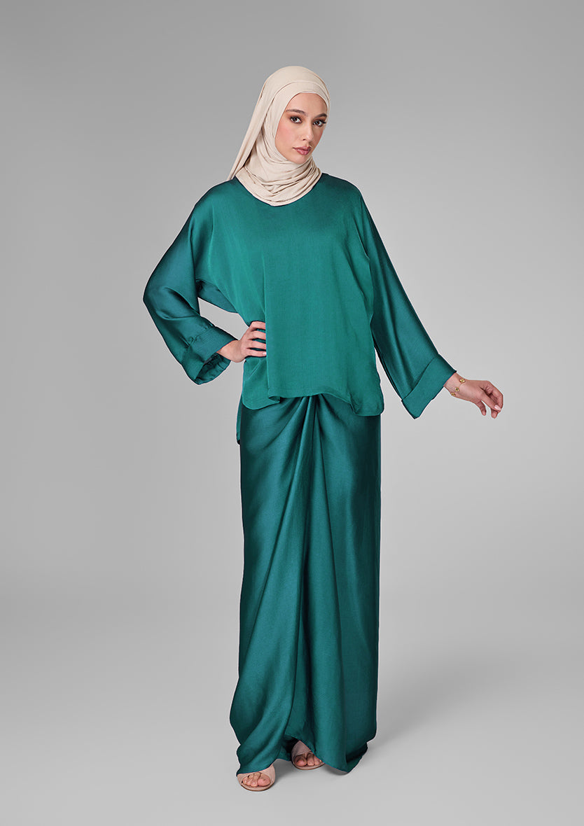Green Satin - Sarong & Top Set