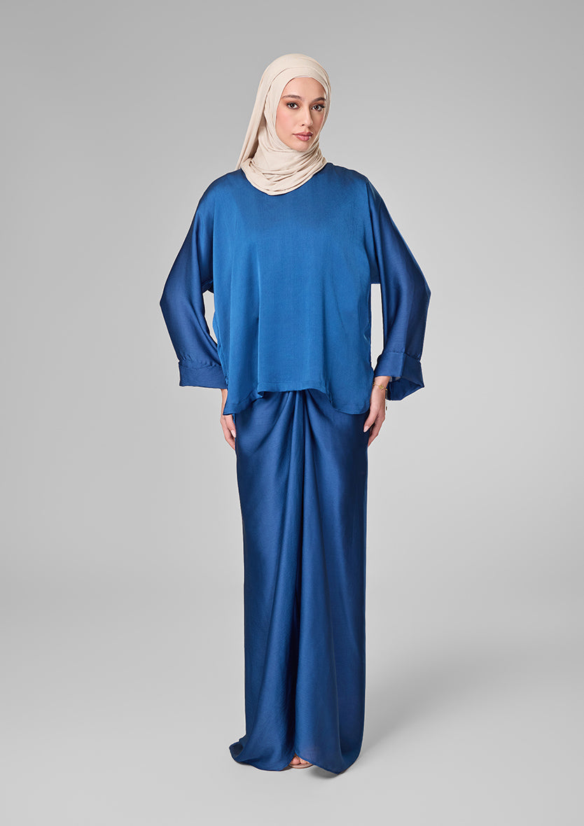 Navy Satin - Sarong & Top Set