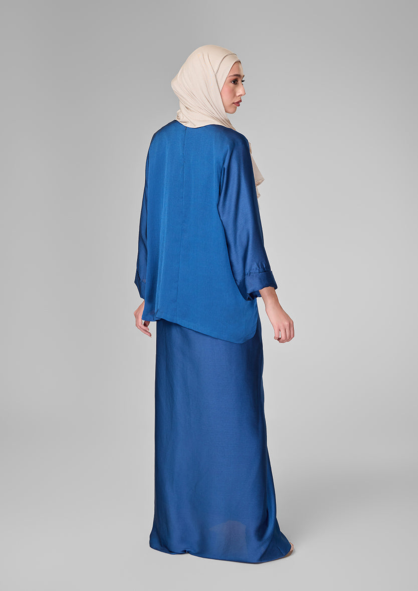 Navy Satin - Sarong & Top Set