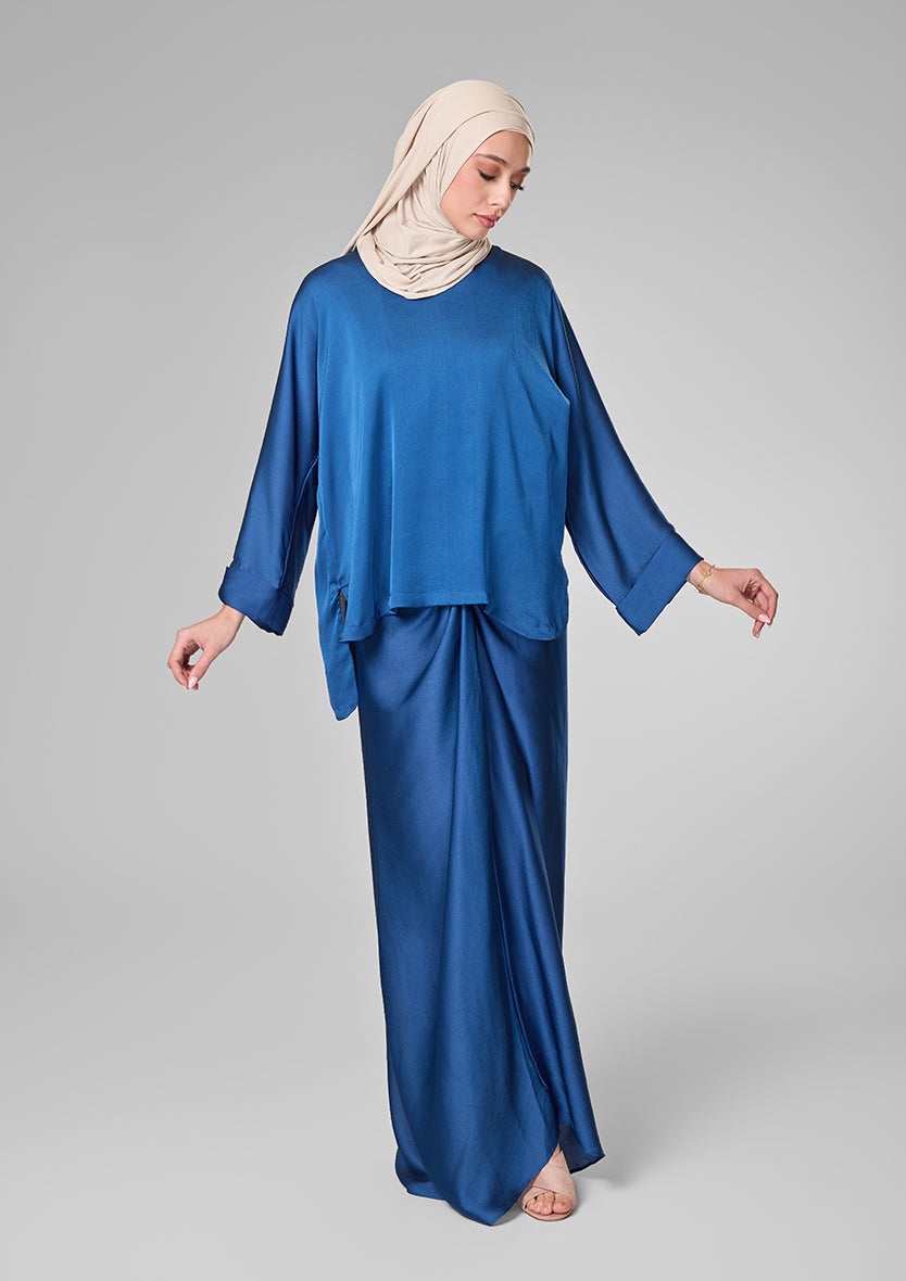 Navy Satin - Sarong & Top Set