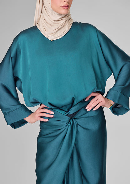 Green Satin - Sarong & Top Set