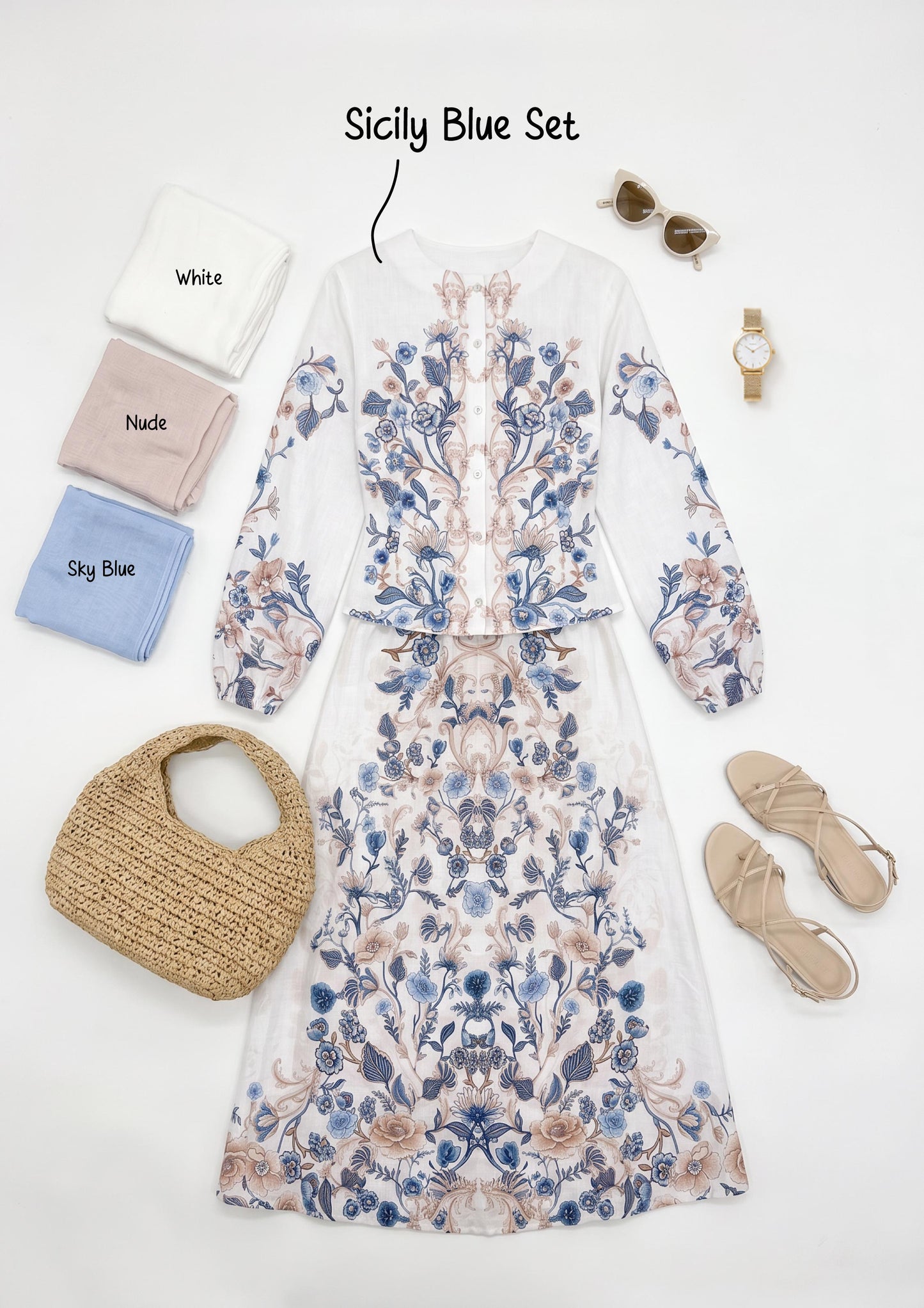 Sicily Blue Linen Combo