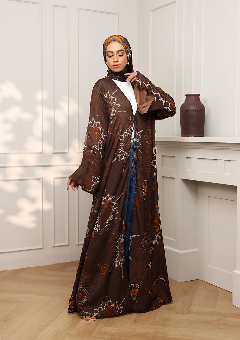 Tie Front Abaya & Shawl Set - Eden Garden