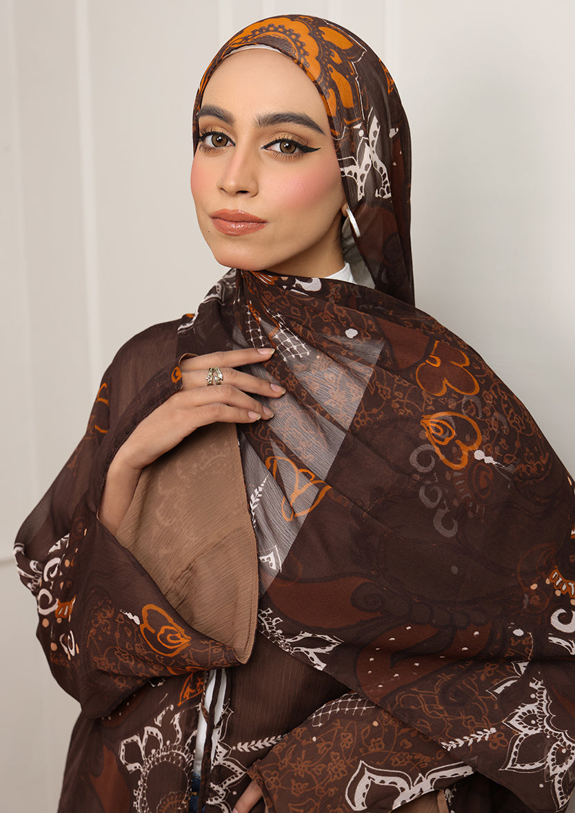 Tie Front Abaya & Shawl Set - Eden Garden