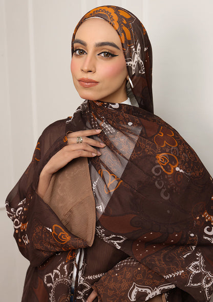 Tie Front Abaya & Shawl Set - Eden Garden