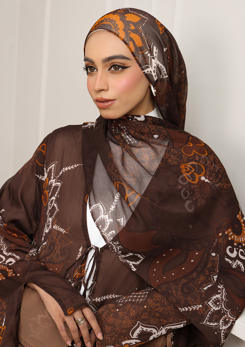 Tie Front Abaya & Shawl Set - Eden Garden