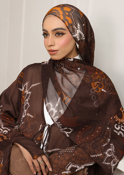 Tie Front Abaya & Shawl Set - Eden Garden