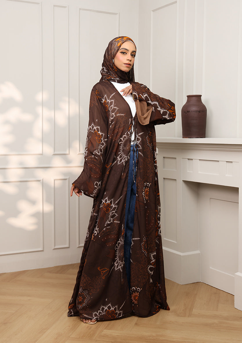 Tie Front Abaya & Shawl Set - Eden Garden