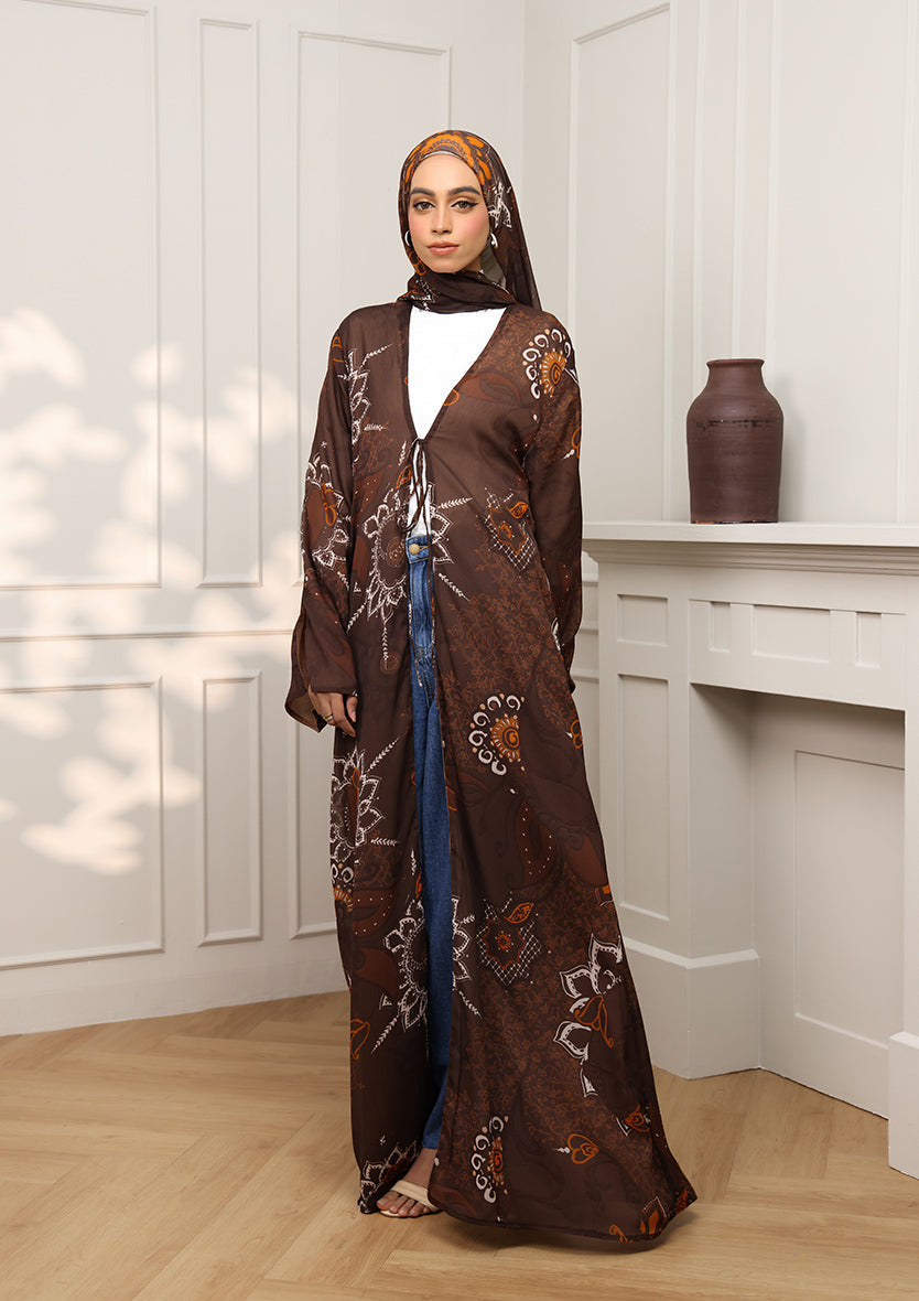 Tie Front Abaya & Shawl Set - Eden Garden