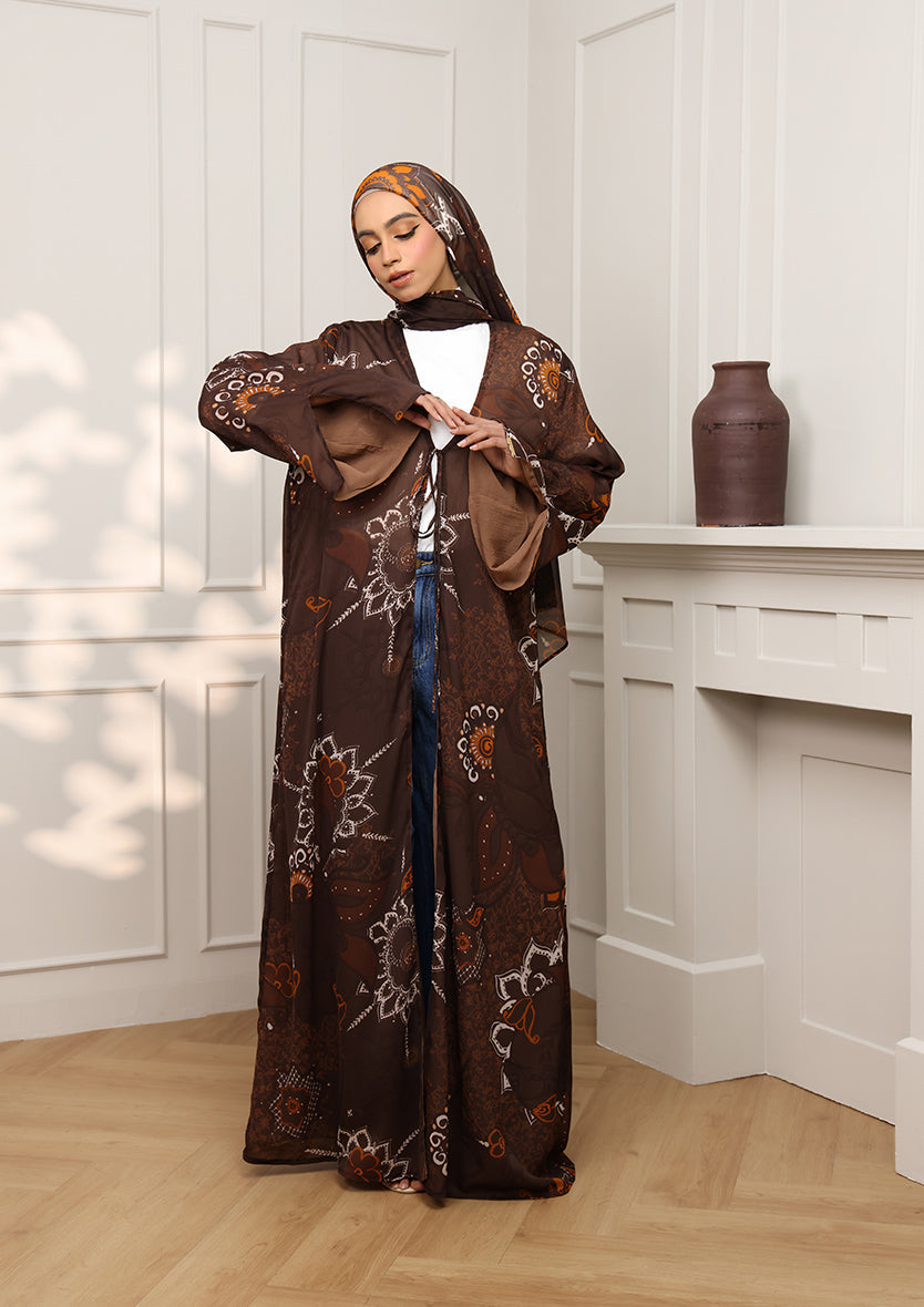 Tie Front Abaya & Shawl Set - Eden Garden