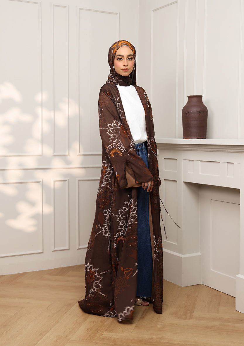 Tie Front Abaya & Shawl Set - Eden Garden