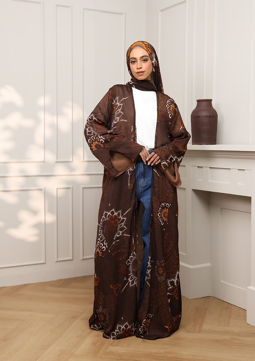 Tie Front Abaya & Shawl Set - Eden Garden