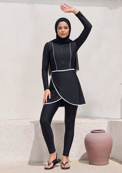 Surf Black – 3-Piece Modest Swim Set