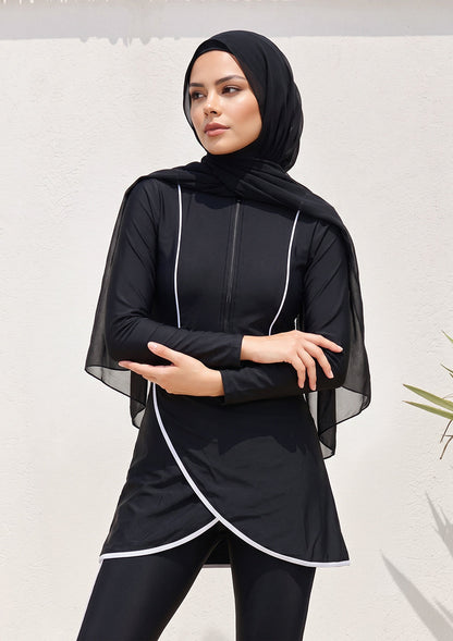 Surf Black – 3-Piece Modest Swim Set