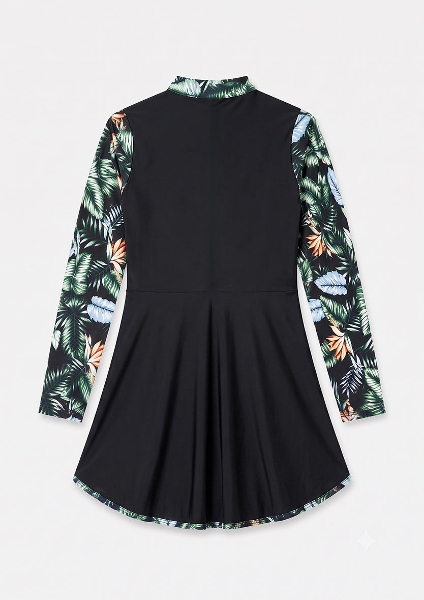 Tropical Black – 3-Piece Modest Swim Set