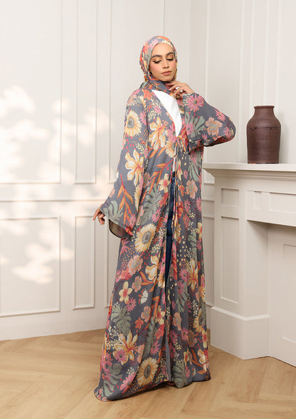 Tie Front Abaya & Shawl Set - Eden Garden