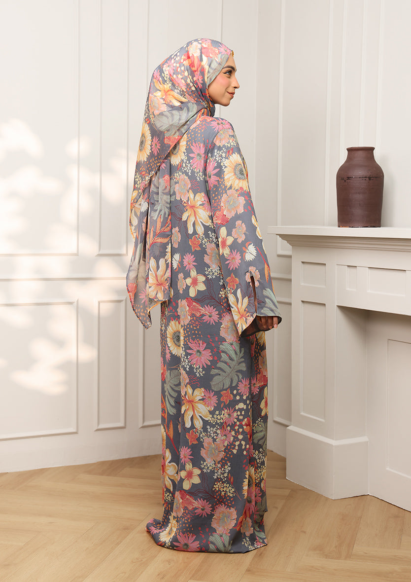 Tie Front Abaya & Shawl Set - Eden Garden