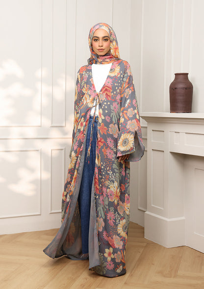 Tie Front Abaya & Shawl Set - Eden Garden
