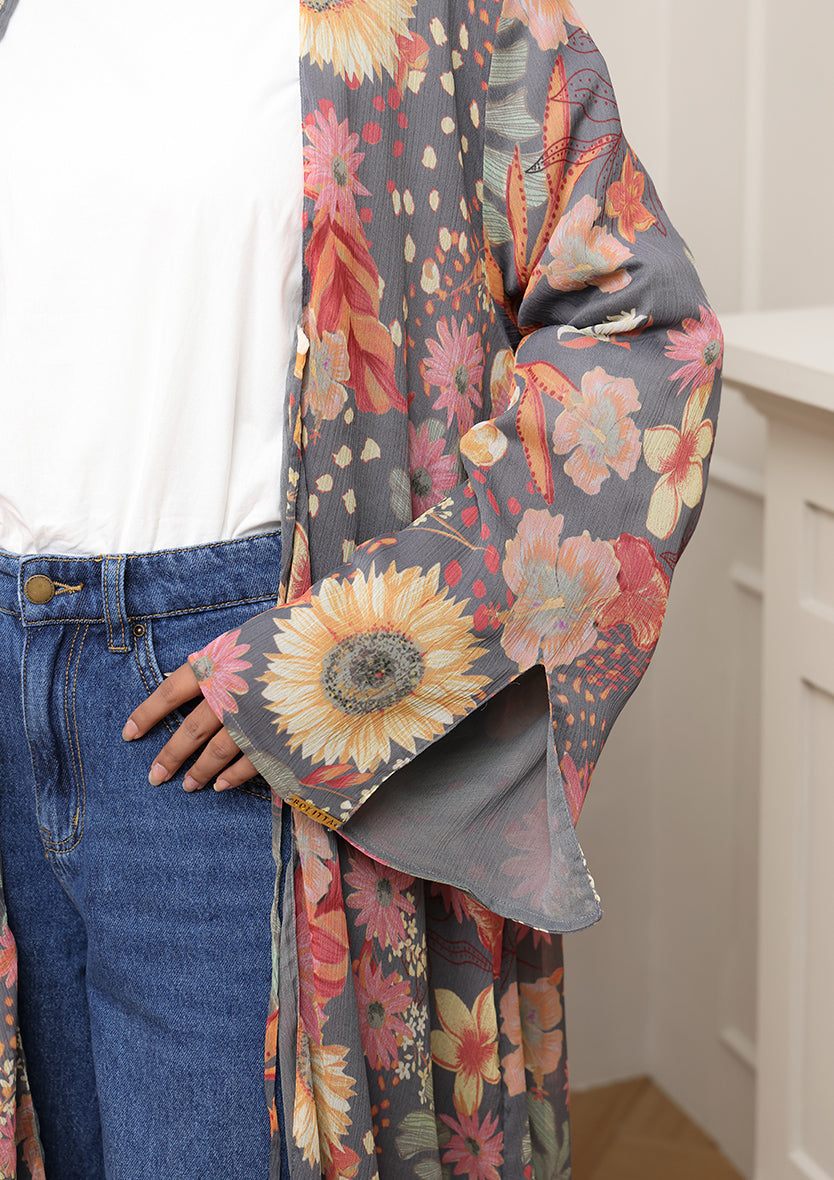 Tie Front Abaya & Shawl Set - Eden Garden