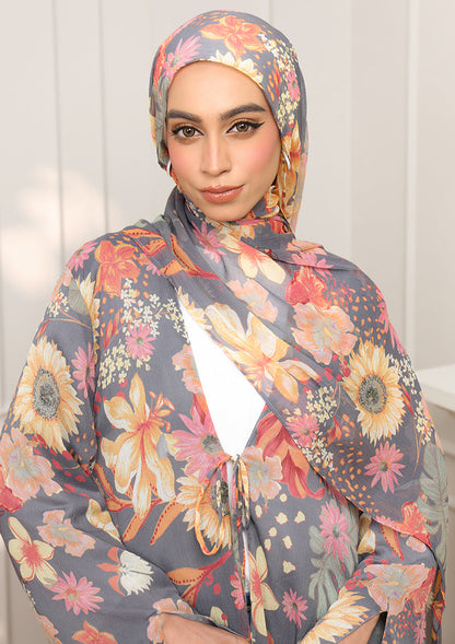 Tie Front Abaya & Shawl Set - Eden Garden
