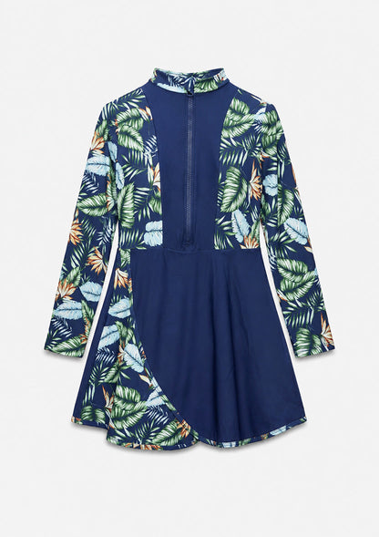 Tropical Navy – 3 Piece Modest Swim Set