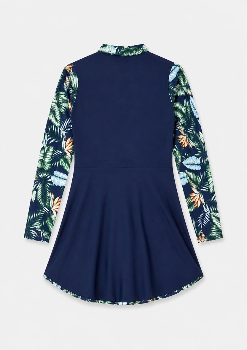 Tropical Navy – 3 Piece Modest Swim Set