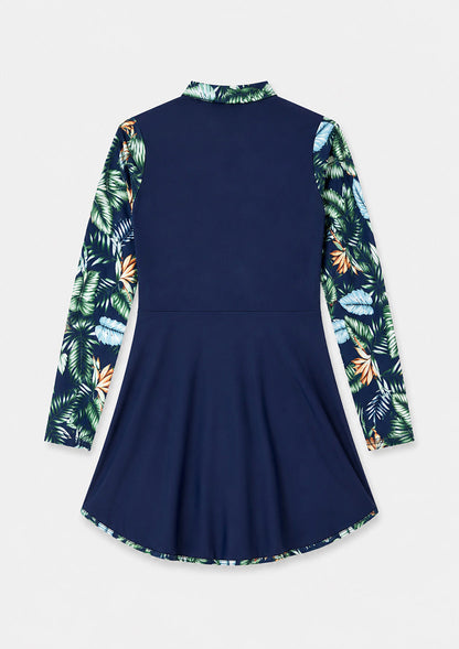 Tropical Navy – 3 Piece Modest Swim Set