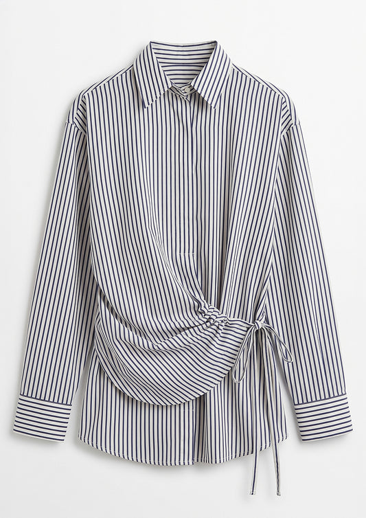 Tuscany Wrap Shirt - Navy - 100% cotton