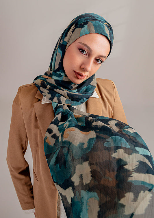Emerald Camouflage - Instant Hijab With Inner