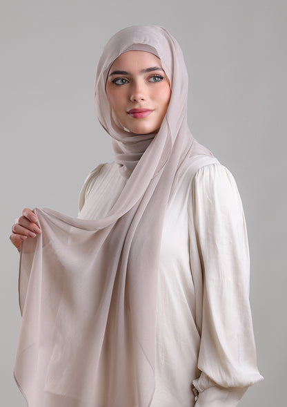 White Sand-Plain Crinkled Chiffon
