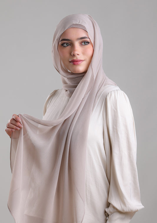 White Sand-Plain Crinkled Chiffon