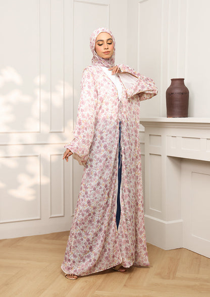 Tie Front Abaya & Shawl Set - Eden Garden