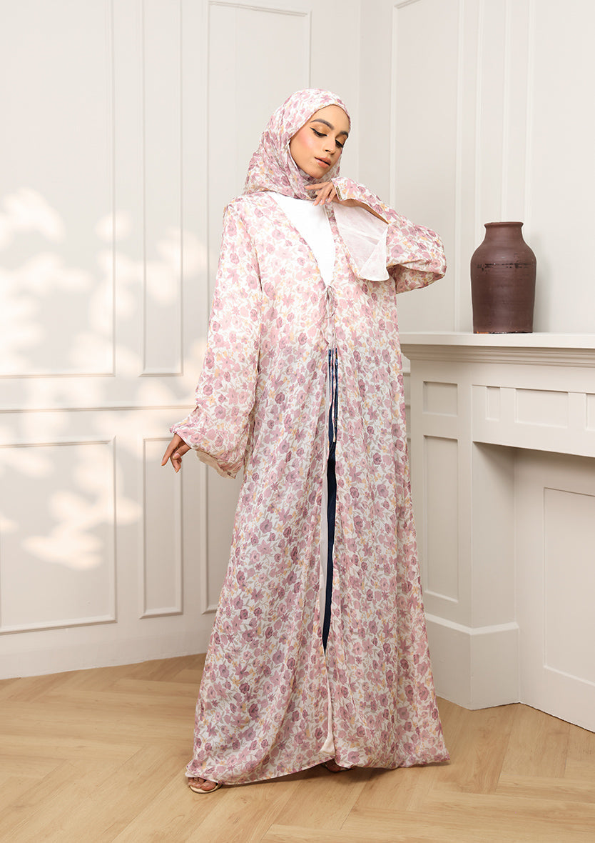 Tie Front Abaya & Shawl Set - Eden Garden