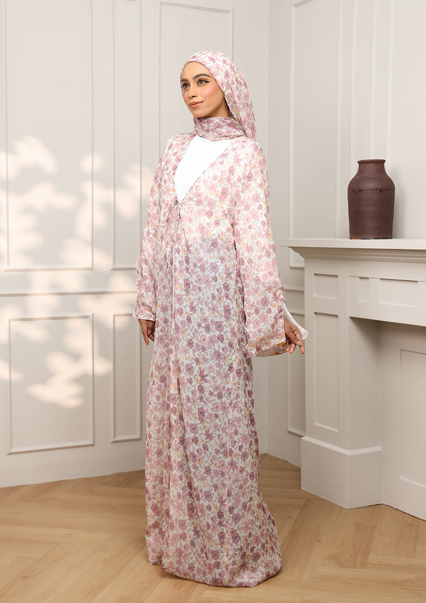 Tie Front Abaya & Shawl Set - Eden Garden