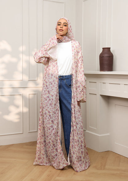 Tie Front Abaya & Shawl Set - Eden Garden