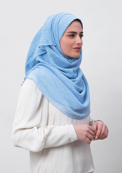 Baby Blue-Plain Mosaic Butti Chiffon